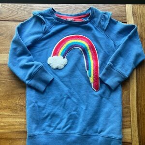 Blue sweatshirt dress with rainbow